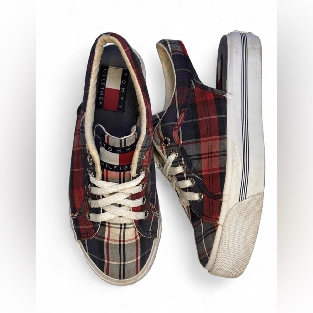 Vintage 1990 Tommy Hilfiger Platform Shoes Plaid Lace Up Sneakers Women’s 6.5